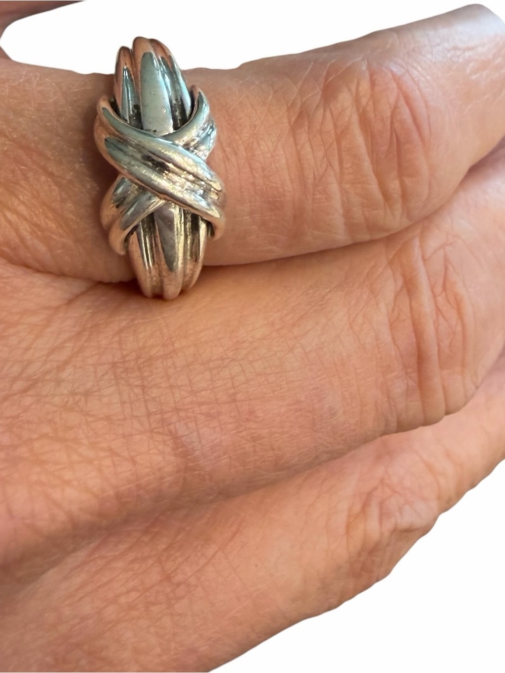 Tiffany &co 1990’s sterling silver X crossover or knot ring